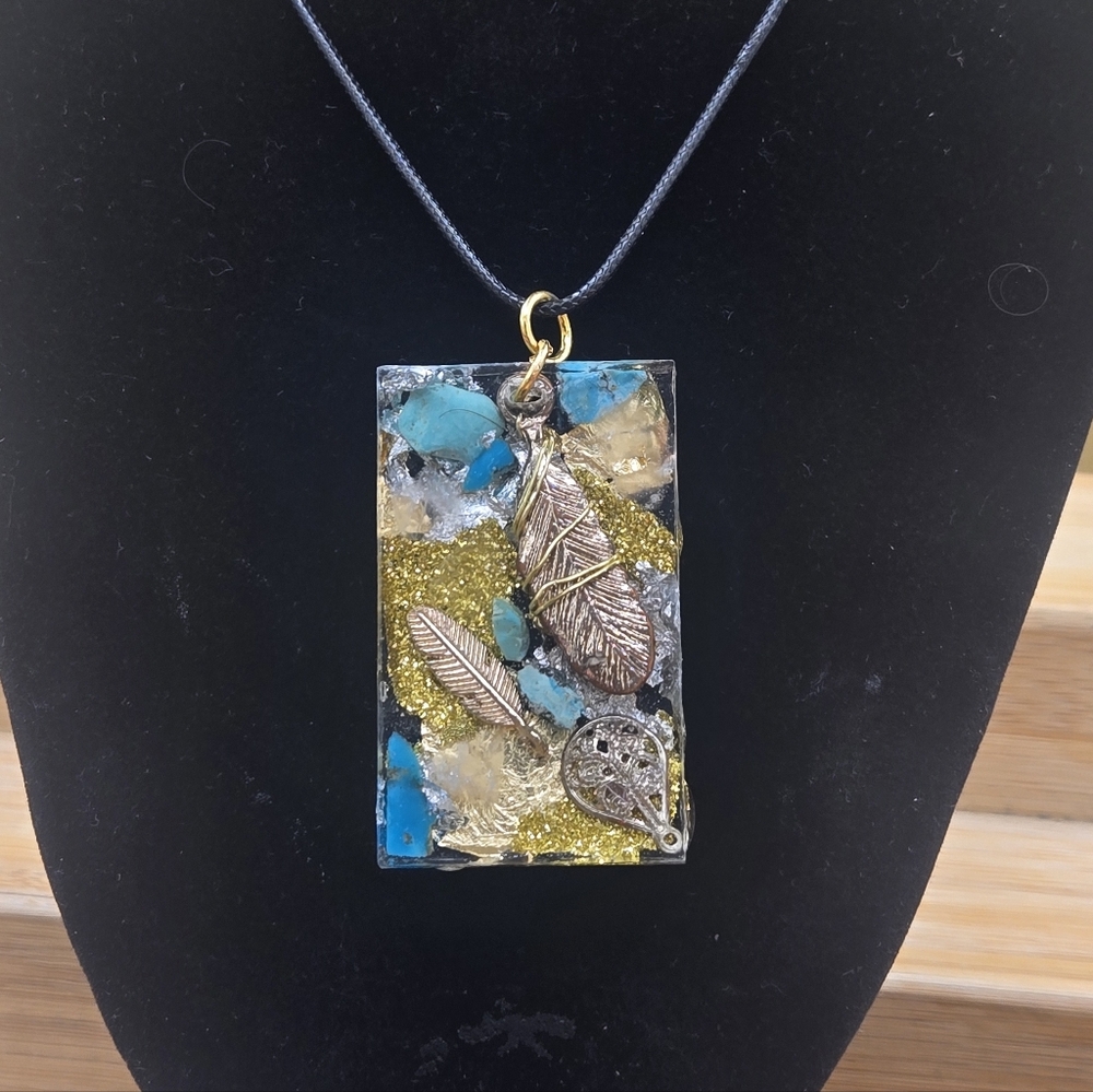 Orgonite Feather Pendant EMF Protection
